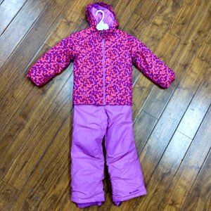 Columbia Girls Pink Snow Suit Bib Overalls and Hooded Jacket XS